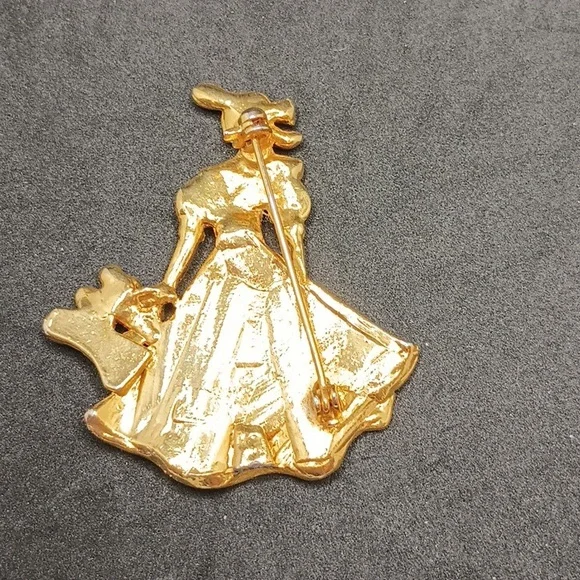 Vintage gold tone woman pin brooch - Picture 2 of 2